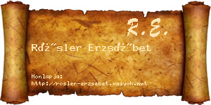 Rösler Erzsébet névjegykártya